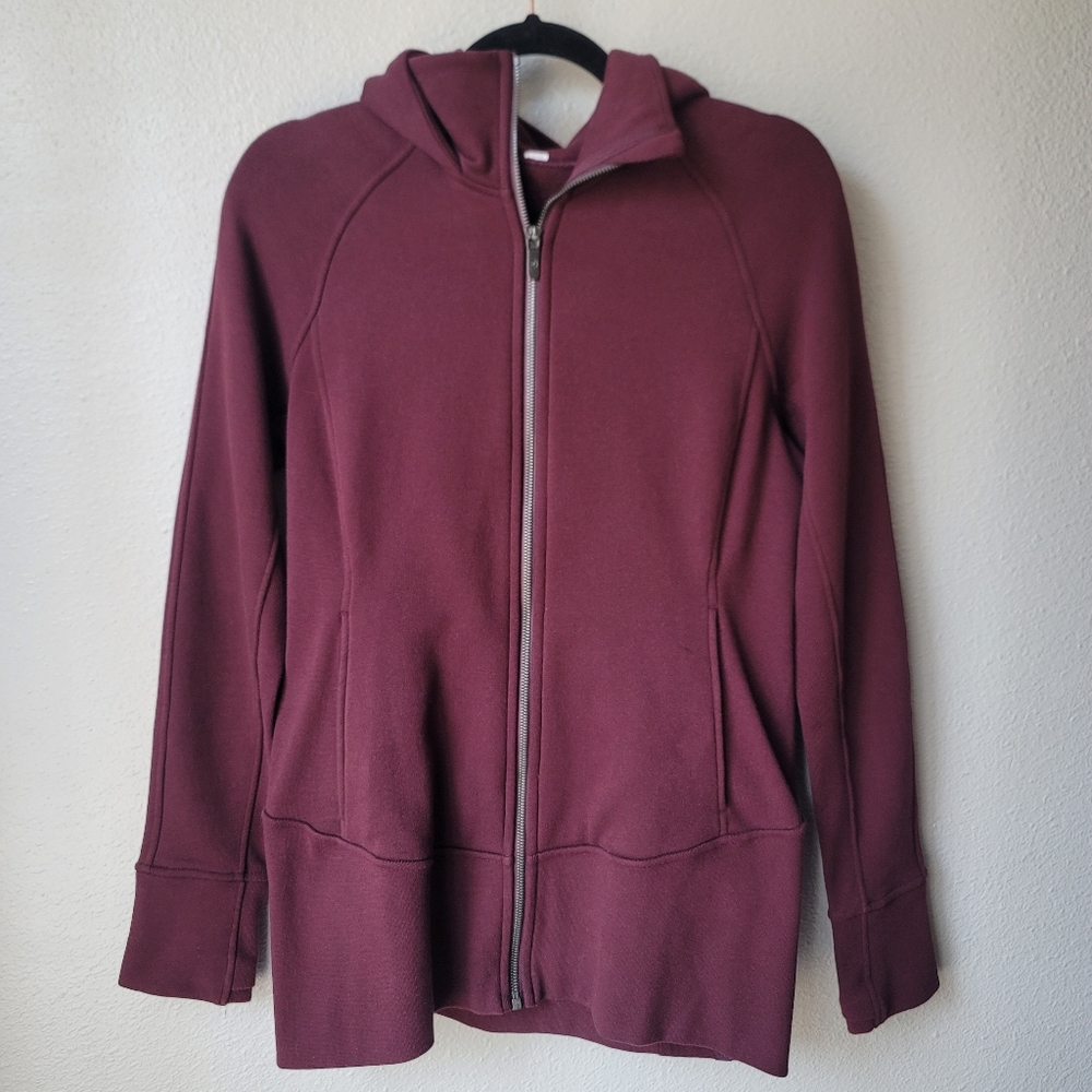Lululemon Radiant Hooded Full Zip Jacket LW3EVGS Size 8 In Garnet